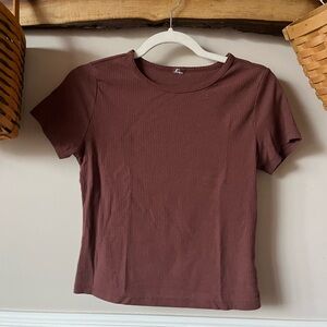 Old Navy Chocolate Brown Ribbed Baby Tee Tshirt Small S